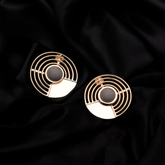 Saturn Earrings – Orbital Grace in Matte Gold