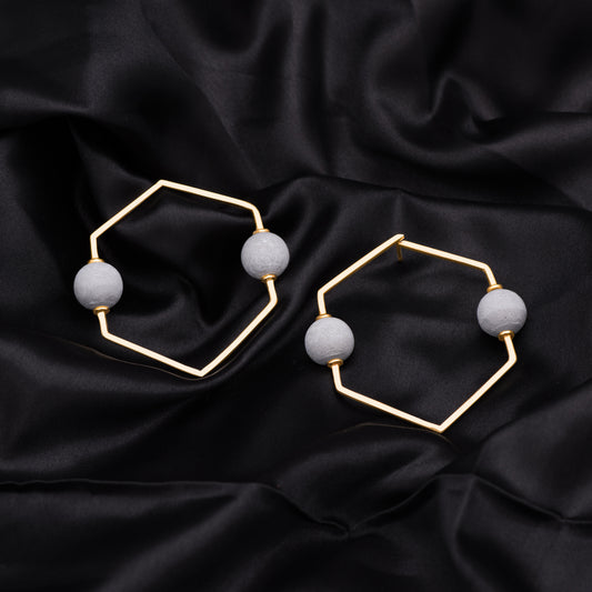 Honeycomb Earrings – Geometric Grace in Gold
