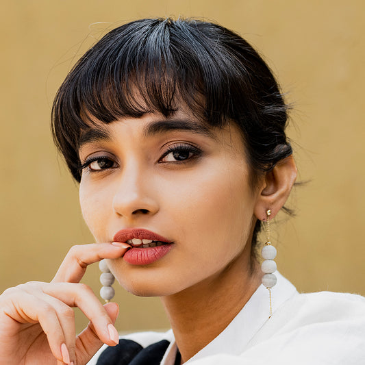 Dangling Orb Earrings – Sculptural Elegance in Motion