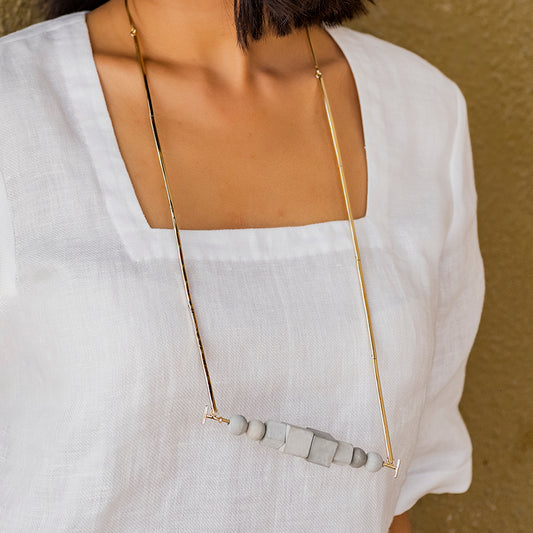 Orb Oblong Necklace – Sculpted Geometry Meets Soft Gold