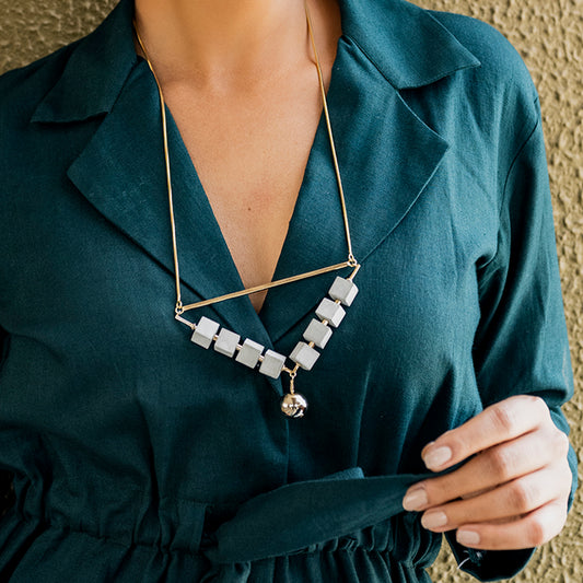 Ash Grey Organic Layered Necklace – Earthbound Elegance