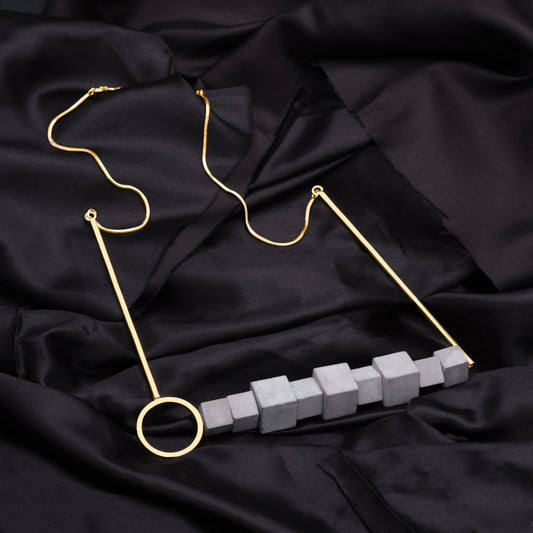 90 Degree Necklace – Sculpted Angles in Antique Gold