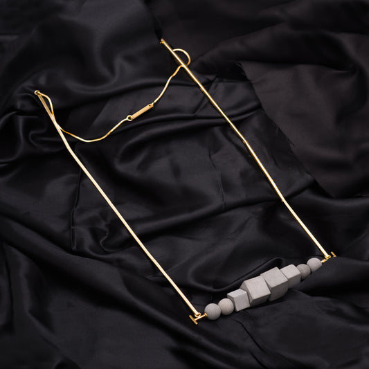 Orb Oblong Necklace – Sculpted Geometry Meets Soft Gold