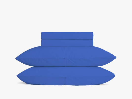 Blue pure cotton flat bed sheet for king/queen/single bed – breathable, soft, skin-friendly & fade-resistant bedding for Indian homes.