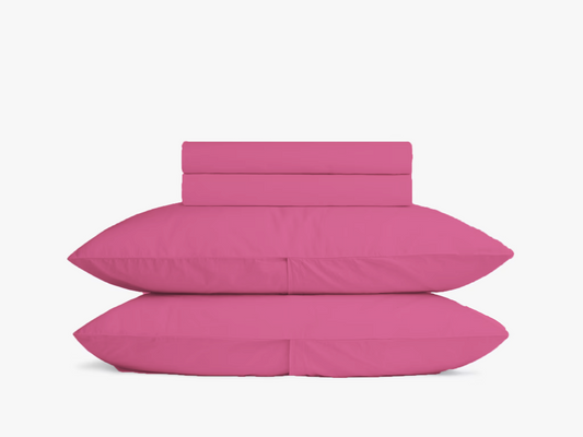 Pink pure cotton flat bed sheet for king/queen/single bed – breathable, soft, skin-friendly & fade-resistant bedding for Indian homes.