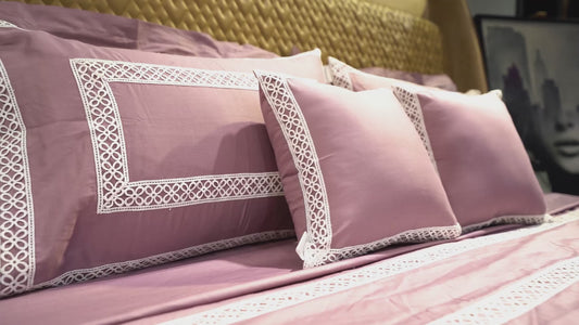 Misty Mauve Cotton Bloom 300 TC|500 TC Bed Set