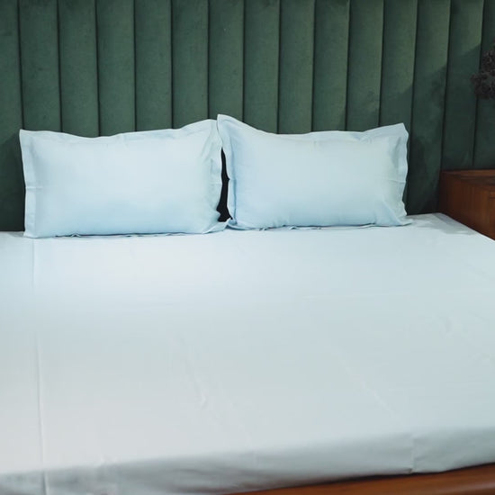 Baby Blue pure cotton flat bed sheet for king/queen/single bed – breathable, soft, skin-friendly & fade-resistant bedding for Indian homes.