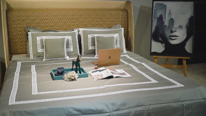 Mystic Moss Cotton Bloom 300 TC|500 TC Designer Bed Sheet