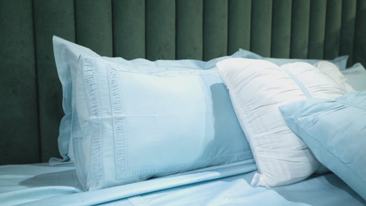 Azure Whisper Opulent Edge 300 TC|400 TC|500 TC Designer Bed Sheet